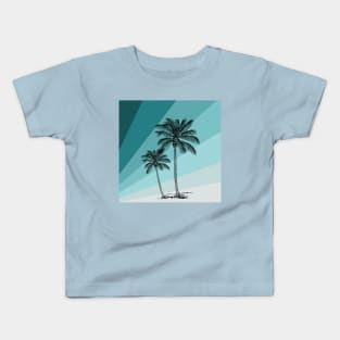 Vintage palm trees on blue Kids T-Shirt